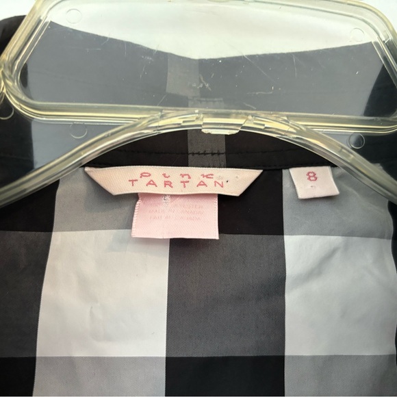 Pink tartan puffed sleeves, size 8, plaid with round silver buttons - Picture 3 of 9